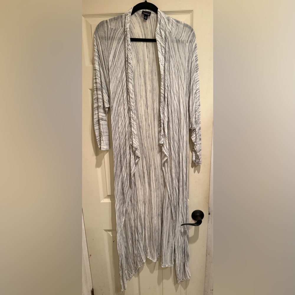 Striped Long Open Cardigan